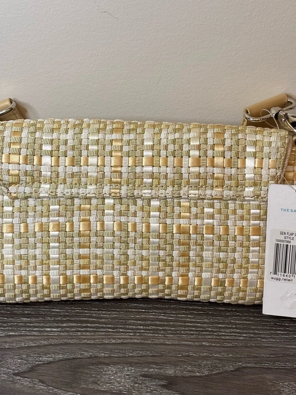 NWT The Sak Gen Flap Grosgrain Woven Shoulder Bag Beige Ivory Multi Style 100342